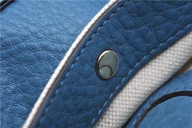 Authentic GUCCI Bamboo Shopper Large 2Way Hand Shoulder Bag Leather Blue 9324E