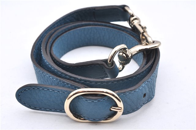 Authentic GUCCI Bamboo Shopper Large 2Way Hand Shoulder Bag Leather Blue 9324E