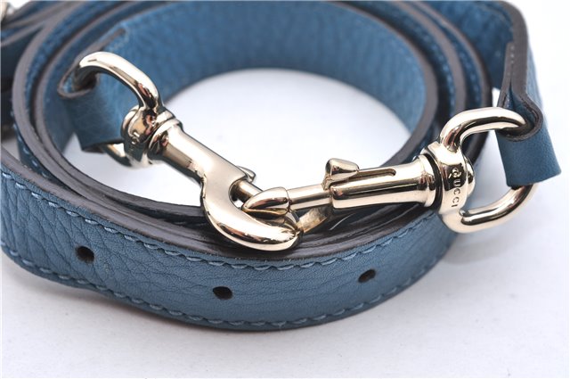 Authentic GUCCI Bamboo Shopper Large 2Way Hand Shoulder Bag Leather Blue 9324E