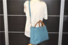 Authentic GUCCI Bamboo Shopper Large 2Way Hand Shoulder Bag Leather Blue 9324E