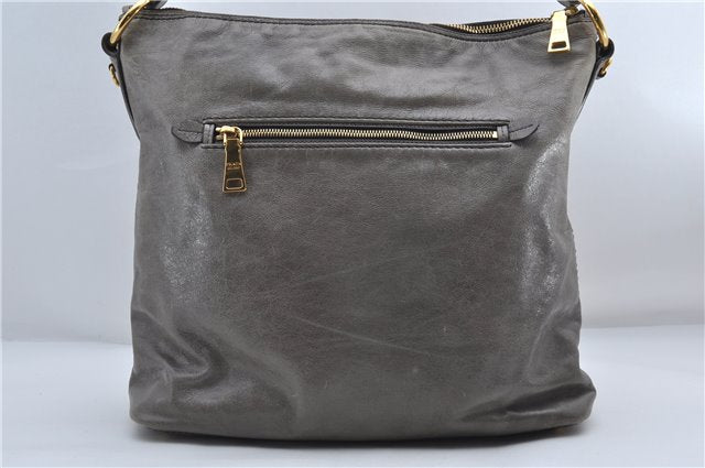 Authentic PRADA Leather 2Way Shoulder Tote Bag Gray 9326D