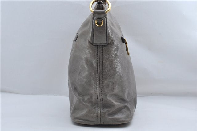 Authentic PRADA Leather 2Way Shoulder Tote Bag Gray 9326D