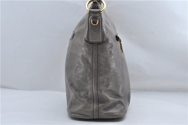 Authentic PRADA Leather 2Way Shoulder Tote Bag Gray 9326D