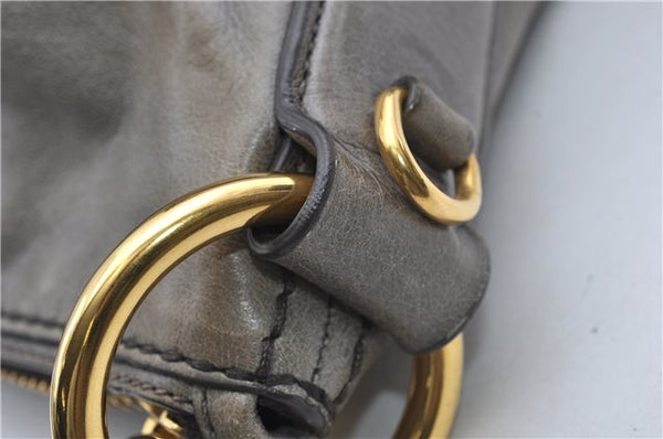 Authentic PRADA Leather 2Way Shoulder Tote Bag Gray 9326D