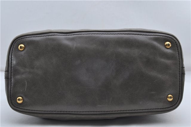 Authentic PRADA Leather 2Way Shoulder Tote Bag Gray 9326D
