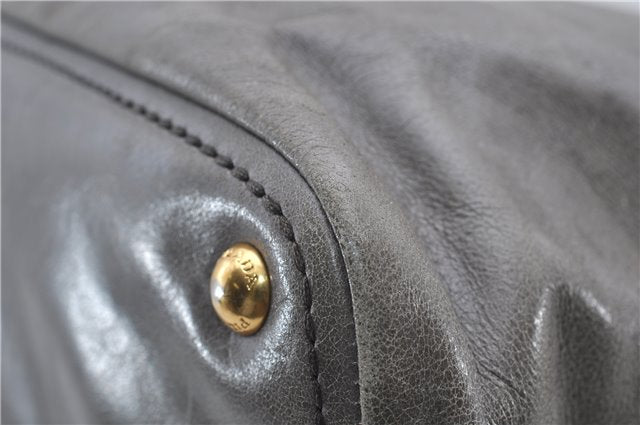 Authentic PRADA Leather 2Way Shoulder Tote Bag Gray 9326D