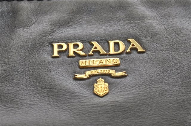 Authentic PRADA Leather 2Way Shoulder Tote Bag Gray 9326D
