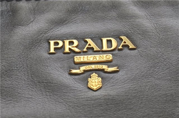 Authentic PRADA Leather 2Way Shoulder Tote Bag Gray 9326D