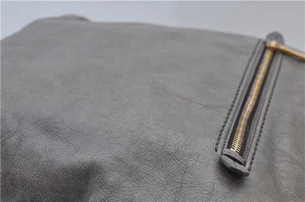 Authentic PRADA Leather 2Way Shoulder Tote Bag Gray 9326D