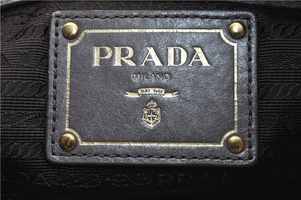 Authentic PRADA Leather 2Way Shoulder Tote Bag Gray 9326D