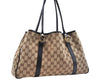 Authentic GUCCI Shoulder Tote Bag GG Canvas Leather 232957 Brown Black 9327D