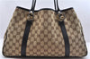 Authentic GUCCI Shoulder Tote Bag GG Canvas Leather 232957 Brown Black 9327D
