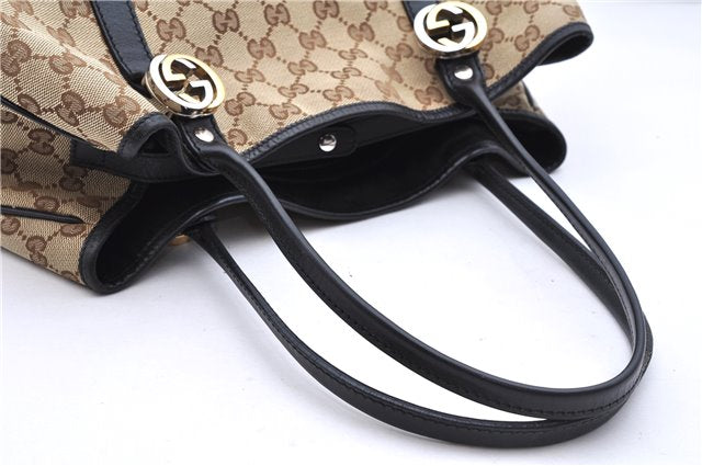 Authentic GUCCI Shoulder Tote Bag GG Canvas Leather 232957 Brown Black 9327D