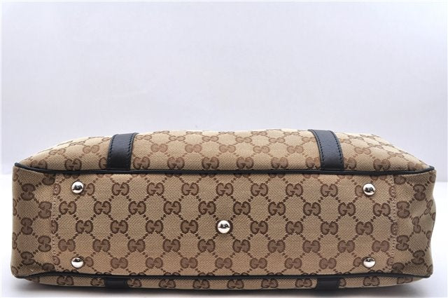 Authentic GUCCI Shoulder Tote Bag GG Canvas Leather 232957 Brown Black 9327D