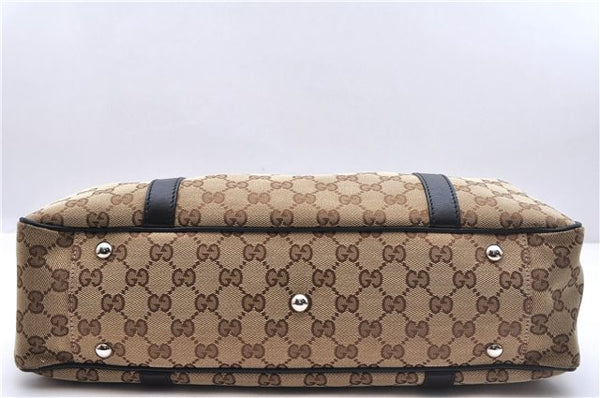 Authentic GUCCI Shoulder Tote Bag GG Canvas Leather 232957 Brown Black 9327D