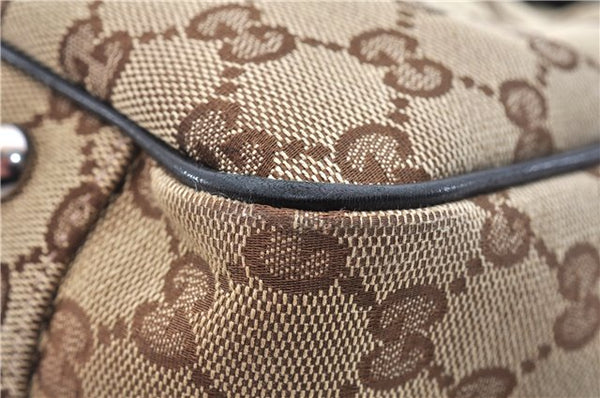 Authentic GUCCI Shoulder Tote Bag GG Canvas Leather 232957 Brown Black 9327D