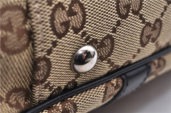 Authentic GUCCI Shoulder Tote Bag GG Canvas Leather 232957 Brown Black 9327D