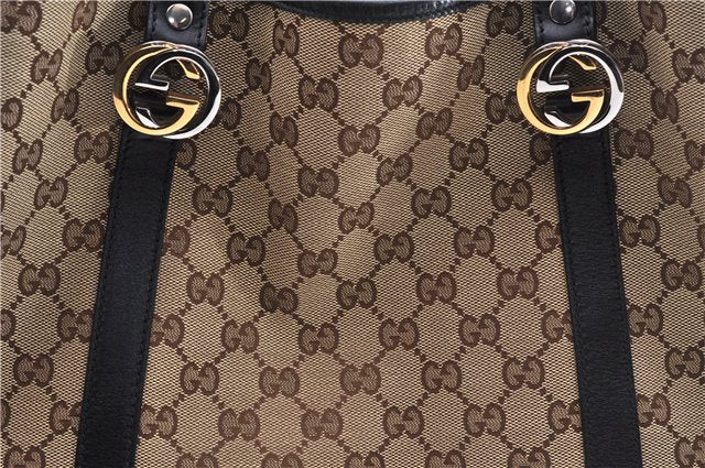 Authentic GUCCI Shoulder Tote Bag GG Canvas Leather 232957 Brown Black 9327D