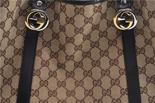 Authentic GUCCI Shoulder Tote Bag GG Canvas Leather 232957 Brown Black 9327D