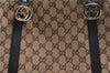 Authentic GUCCI Shoulder Tote Bag GG Canvas Leather 232957 Brown Black 9327D