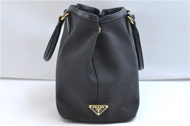 Authentic PRADA Canvas Leather 2Way Shoulder Hand Bag Black 9329E