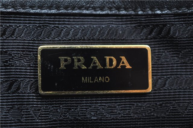 Authentic PRADA Canvas Leather 2Way Shoulder Hand Bag Black 9329E