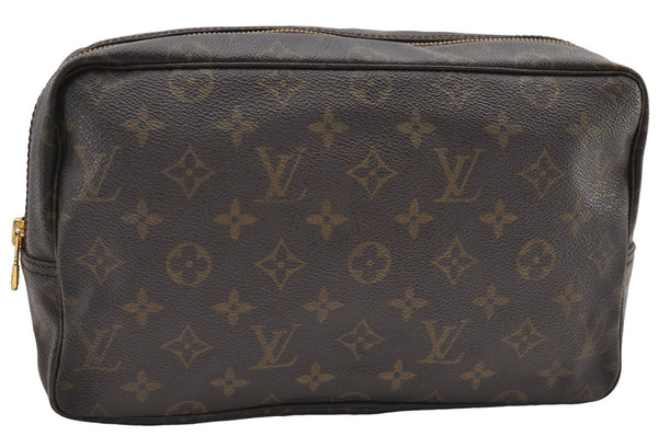 Auth Louis Vuitton Monogram Trousse Toilette 28 Clutch Hand Bag M47522 LV 9332D
