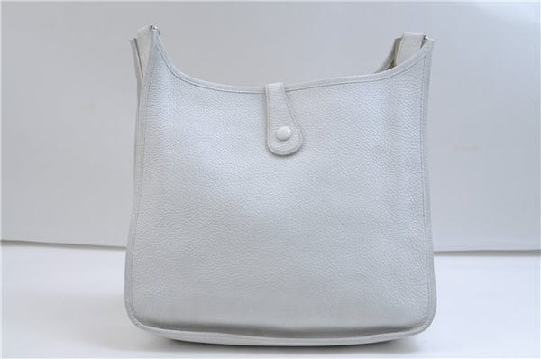 Authentic HERMES Evelyne 1 PM Shoulder Cross Body Bag Leather White 9335E