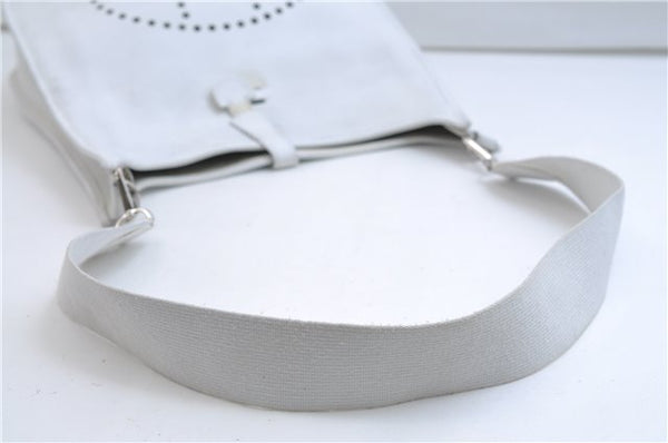 Authentic HERMES Evelyne 1 PM Shoulder Cross Body Bag Leather White 9335E