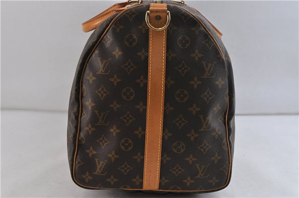 Auth Louis Vuitton Monogram Keepall Bandouliere 55 Boston Bag M41414 LV 9339C