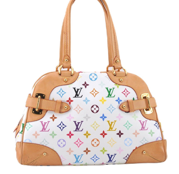 Authentic Louis Vuitton Monogram Multicolor Claudia Hand Bag M40193 White 9340E