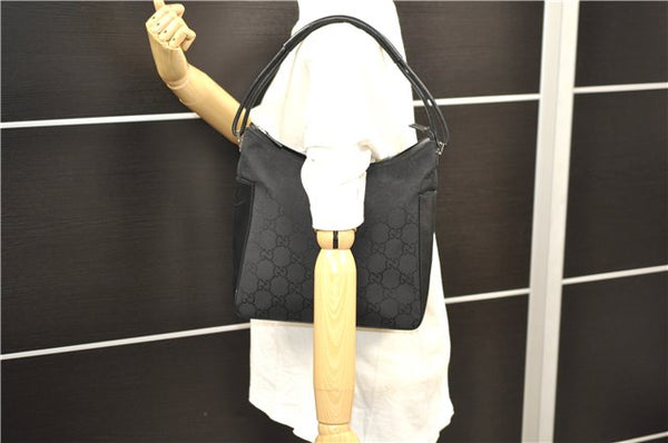 Authentic GUCCI Shoulder Hand Bag Nylon Leather 0013766 Black 9345D