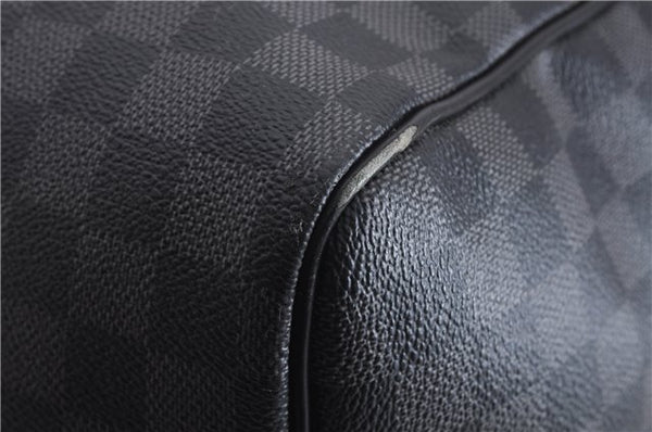 Authentic Louis Vuitton Damier Graphite Keepall Bandouliere 55 Boston Bag 9345E