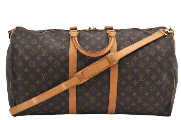 Authentic Louis Vuitton Monogram Keepall Bandouliere 55 M41414 Boston Bag 9346E