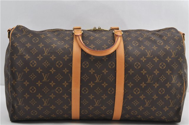 Authentic Louis Vuitton Monogram Keepall Bandouliere 55 M41414 Boston Bag 9346E