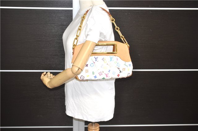 Auth Louis Vuitton Monogram Multicolor Judy PM 2Way Hand Bag White Box 9347E