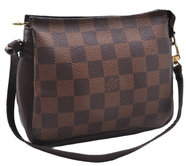 Authentic Louis Vuitton Damier Trousse Makeup Hand Bag Pouch N51982 LV 9350E