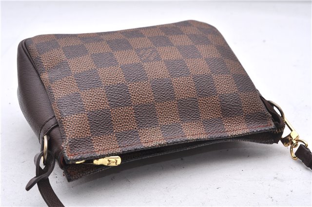 Authentic Louis Vuitton Damier Trousse Makeup Hand Bag Pouch N51982 LV 9350E