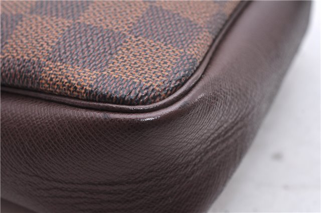 Authentic Louis Vuitton Damier Trousse Makeup Hand Bag Pouch N51982 LV 9350E