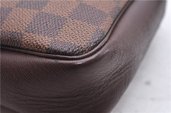 Authentic Louis Vuitton Damier Trousse Makeup Hand Bag Pouch N51982 LV 9350E