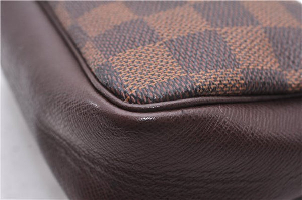 Authentic Louis Vuitton Damier Trousse Makeup Hand Bag Pouch N51982 LV 9350E