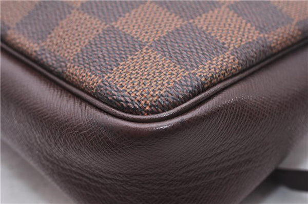 Authentic Louis Vuitton Damier Trousse Makeup Hand Bag Pouch N51982 LV 9350E