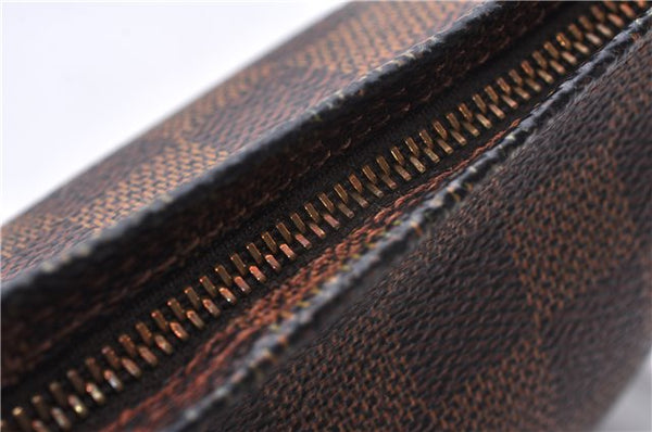 Authentic Louis Vuitton Damier Trousse Makeup Hand Bag Pouch N51982 LV 9350E