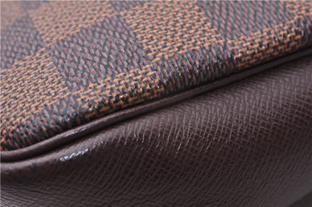 Authentic Louis Vuitton Damier Trousse Makeup Hand Bag Pouch N51982 LV 9350E