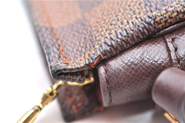 Authentic Louis Vuitton Damier Trousse Makeup Hand Bag Pouch N51982 LV 9350E