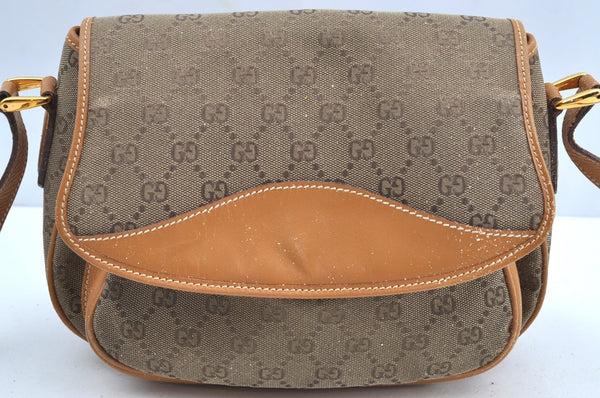 Authentic GUCCI Shoulder Cross Body Bag Purse GG Canvas Leather Brown Junk 9351G
