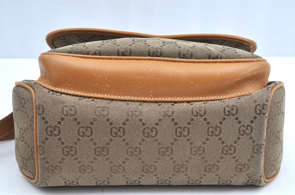 Authentic GUCCI Shoulder Cross Body Bag Purse GG Canvas Leather Brown Junk 9351G