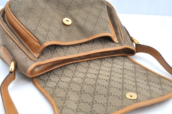 Authentic GUCCI Shoulder Cross Body Bag Purse GG Canvas Leather Brown Junk 9351G