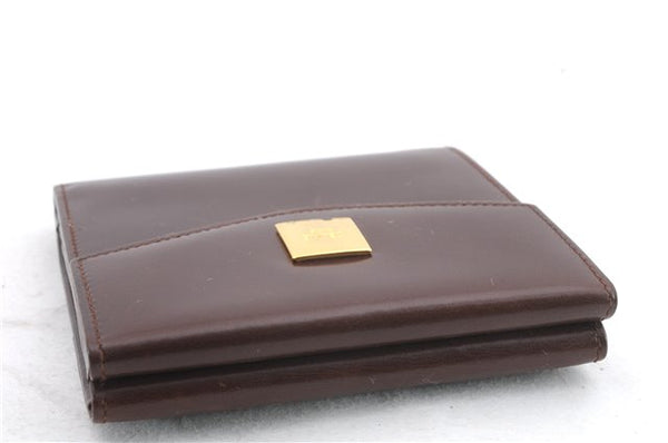 Authentic CELINE Vintage Trifold Wallet Purse Leather Brown 9353C