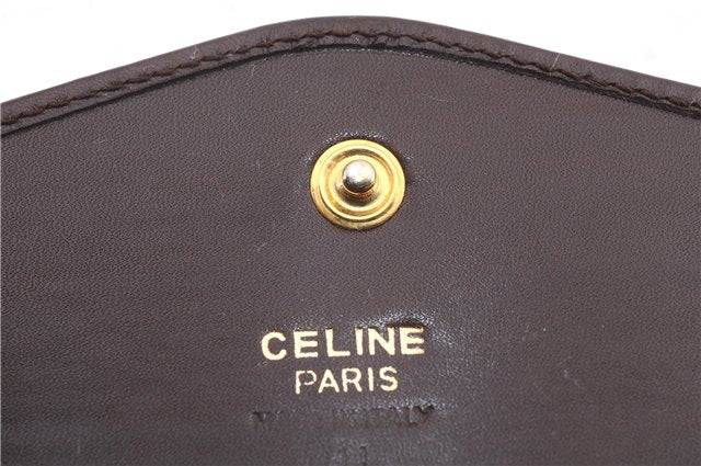 Authentic CELINE Vintage Trifold Wallet Purse Leather Brown 9353C